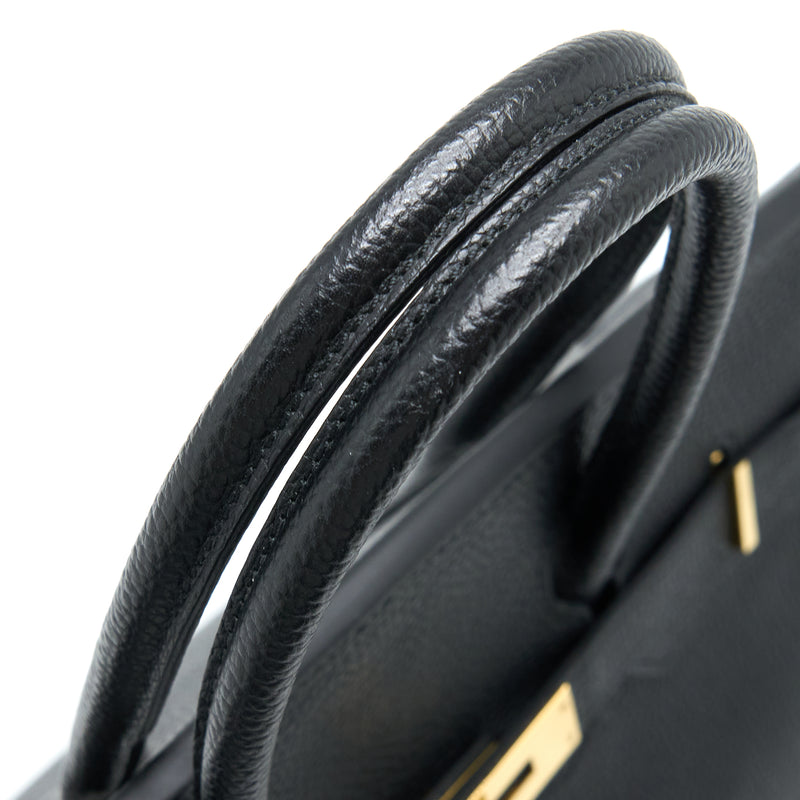 Hermes Birkin 35 Fjord Black GHW Stamp Square Q