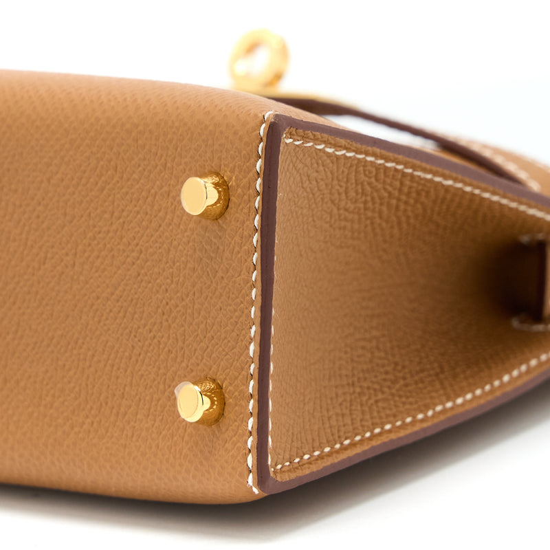 Hermes Mini Kelly II Epsom Gold GHW Stamp U