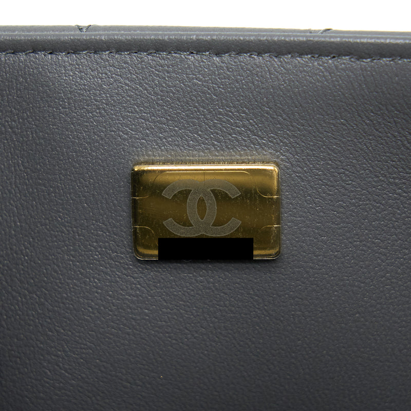 Chanel 22A Mini Rectangular Flap Bag Lambskin Grey LGHW (Microchip).