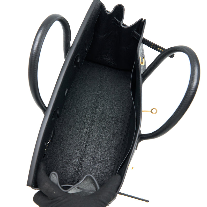Hermes Birkin 35 Fjord Black GHW Stamp Square Q