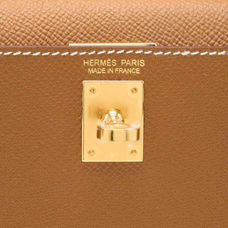 Hermes Mini Kelly II Epsom Gold GHW Stamp U