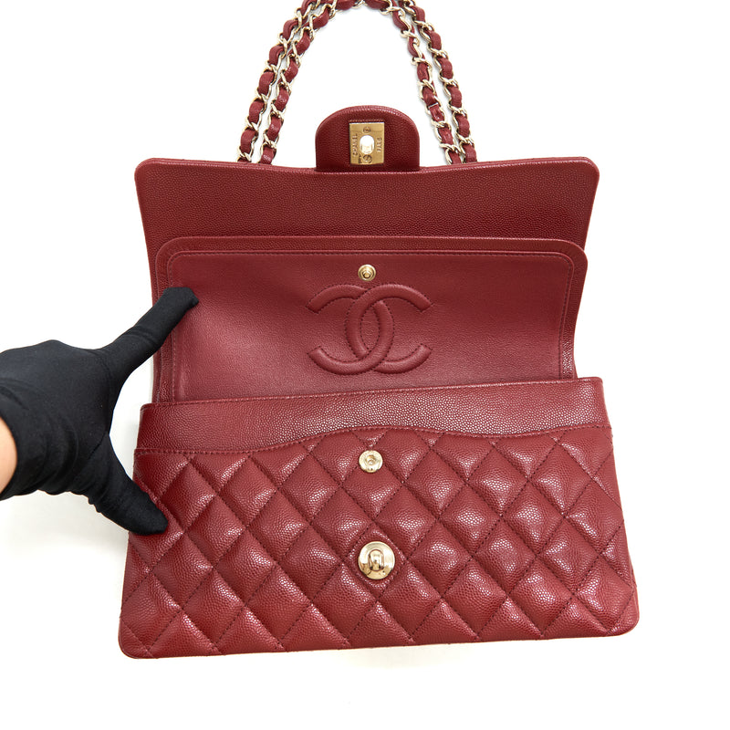 Chanel Medium Classic Double Flap Bag Caviar Dark Red LGHW