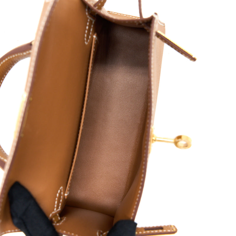 Hermes Mini Kelly II Epsom Gold GHW Stamp U