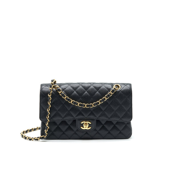 CHANEL MEDIUM CLASSIC DOUBLE FLAP BAG CAVIAR BLACK GHW