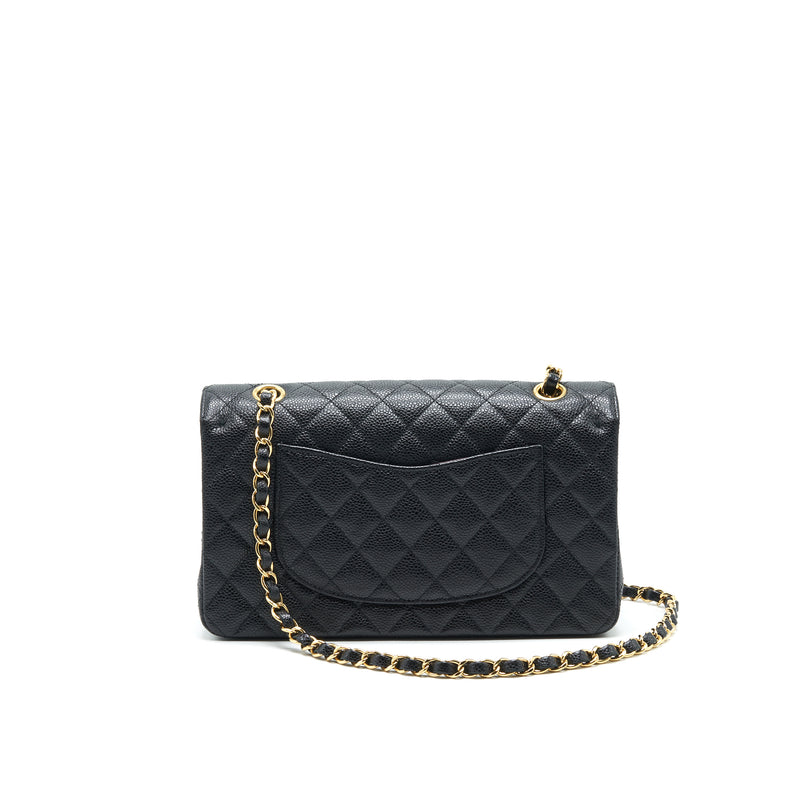 Chanel Classic Double Flap Quilted Patent Leather Silvertone Medium Black   US