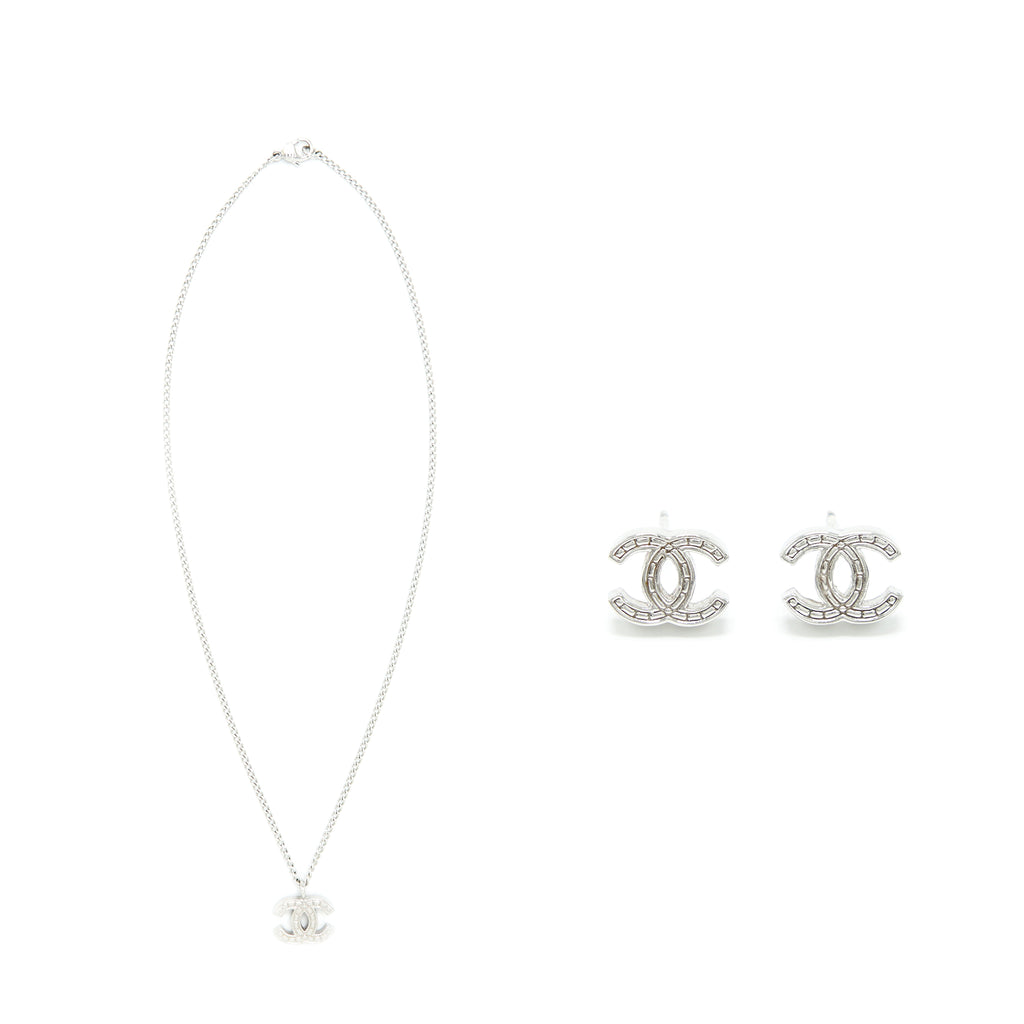 Chanel CC Logo Necklace/Earrings SHW(Sell In A Set)