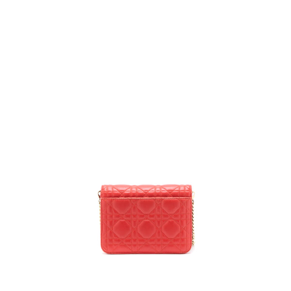 Dior Miss Dior Wallet on Chain Lambskin Red/Pink LGHW