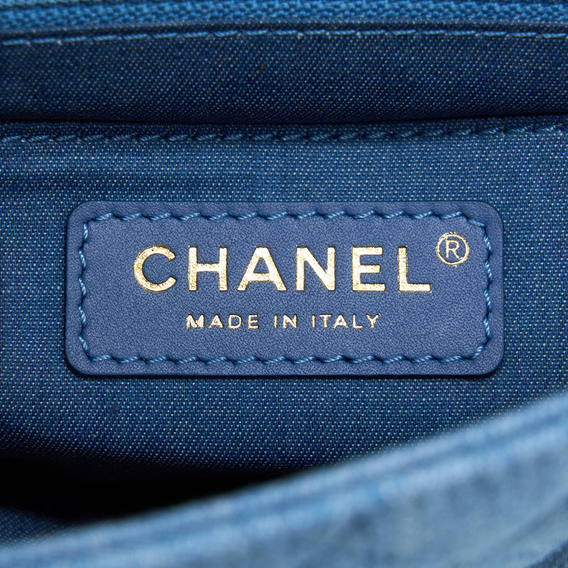 Chanel 22C Denim Pearl Crush Mini Square Flap Bag GHW(Microchip)