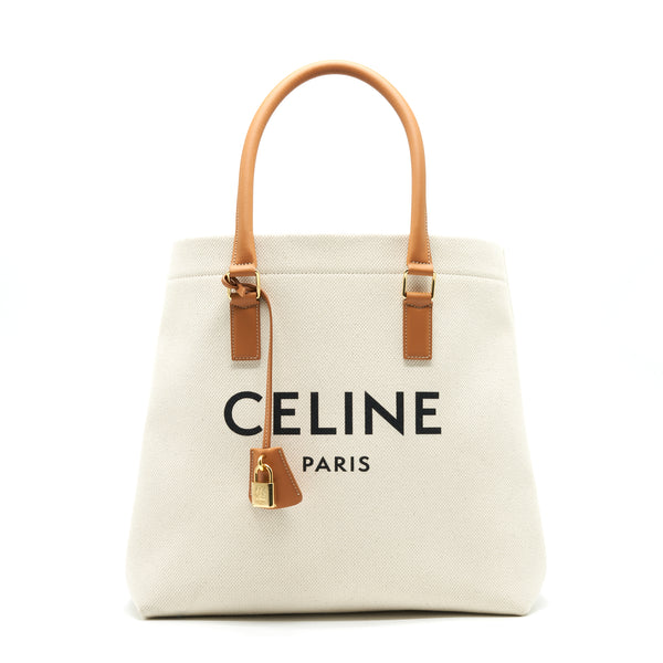 Small Vertical Cabas Celine In Canvas With Celine Print And Calfskin - Lilac