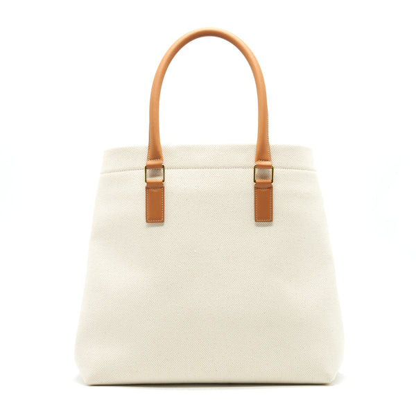 CELINE HORIZONTAL CABAS CELINE IN CANVAS WITH CELINE PRINT AND CALFSKIN NATURAL / TAN