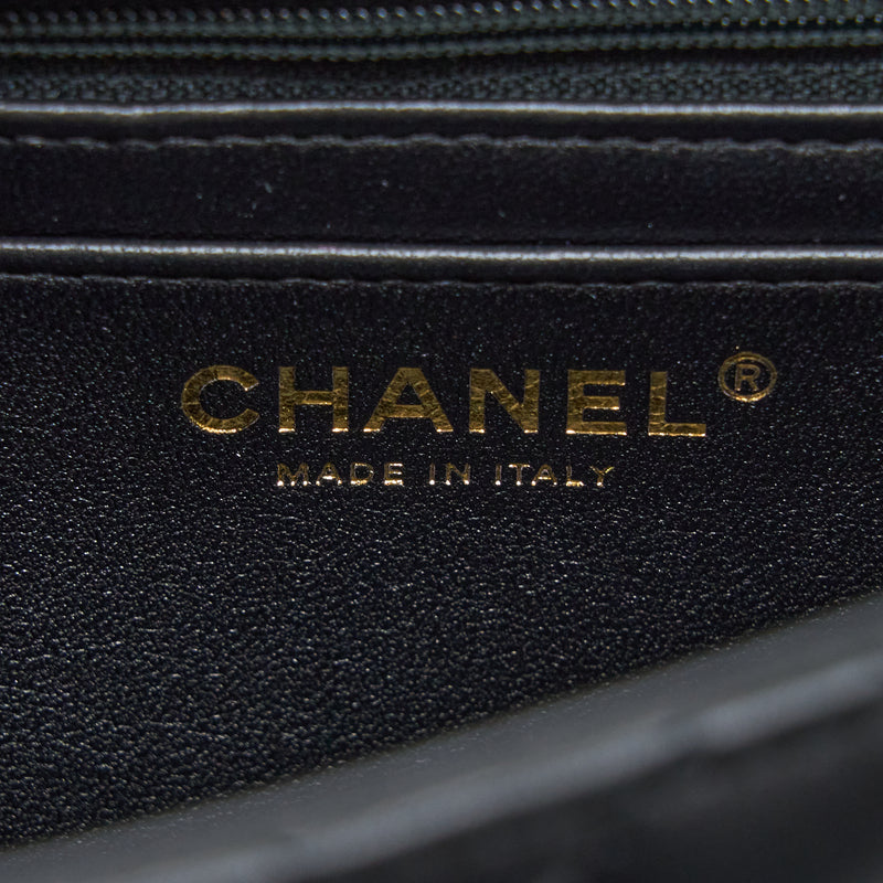 Chanel Top Handle Mini Rectangular Flap Bag Lambskin Black LGHW (Microchip)