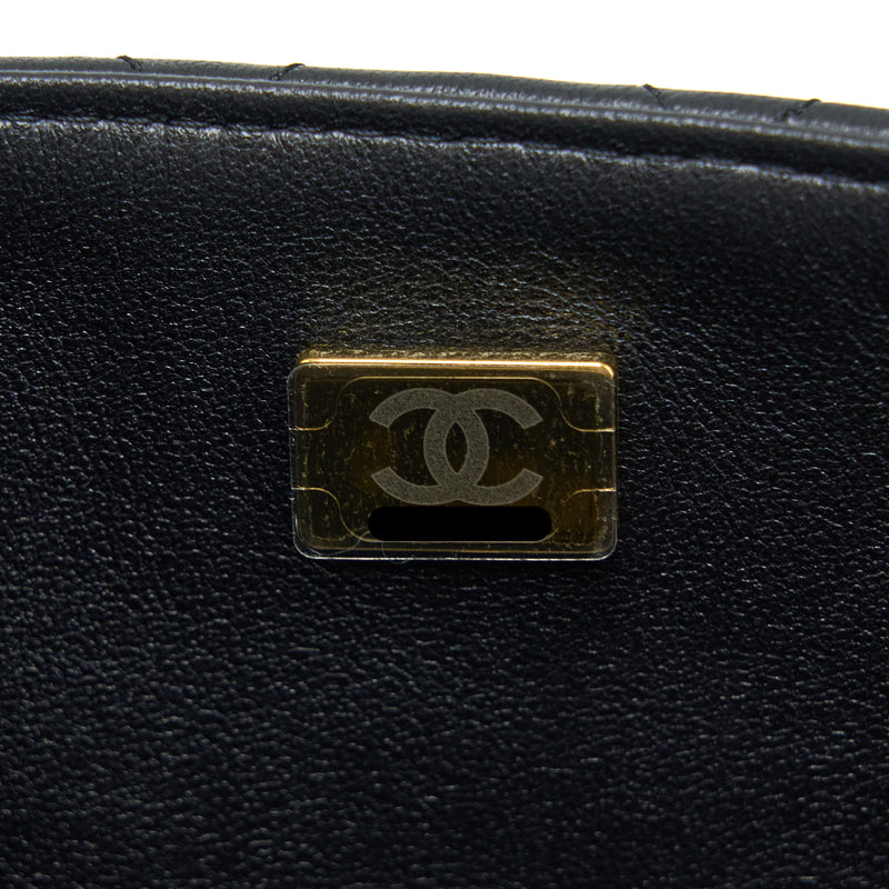 Chanel Top Handle Mini Rectangular Flap Bag Lambskin Black LGHW (Microchip)