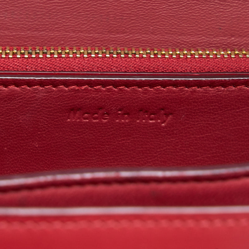 Celine Medium Classic Box Calfskin Red Brushed GHW