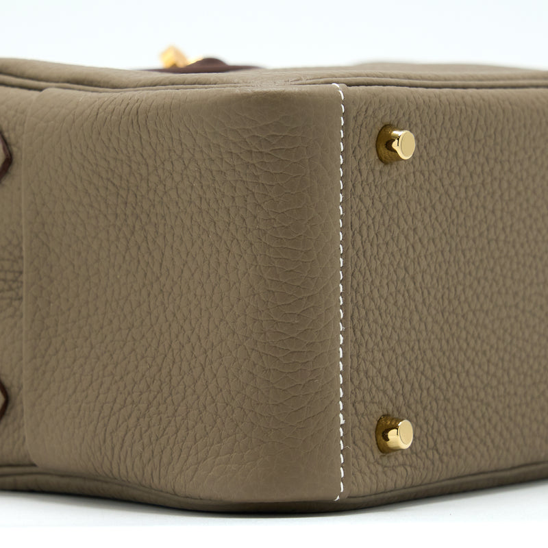 Hermes Mini Lindy Clemence Etoupe GHW Stamp Z