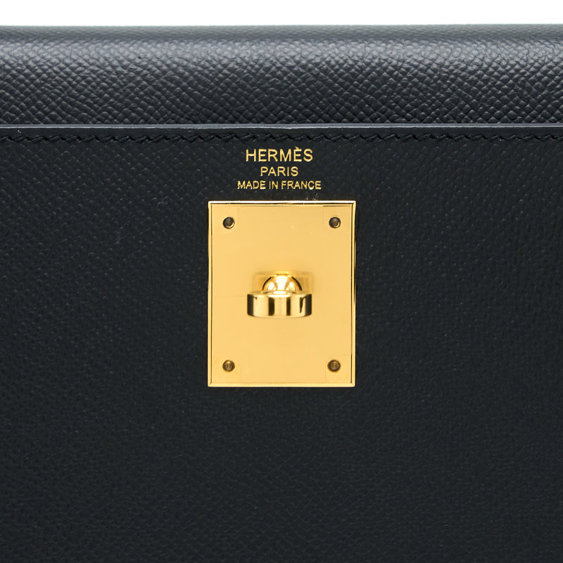 Hermes Kelly 28 Epsom Black GHW Stamp D