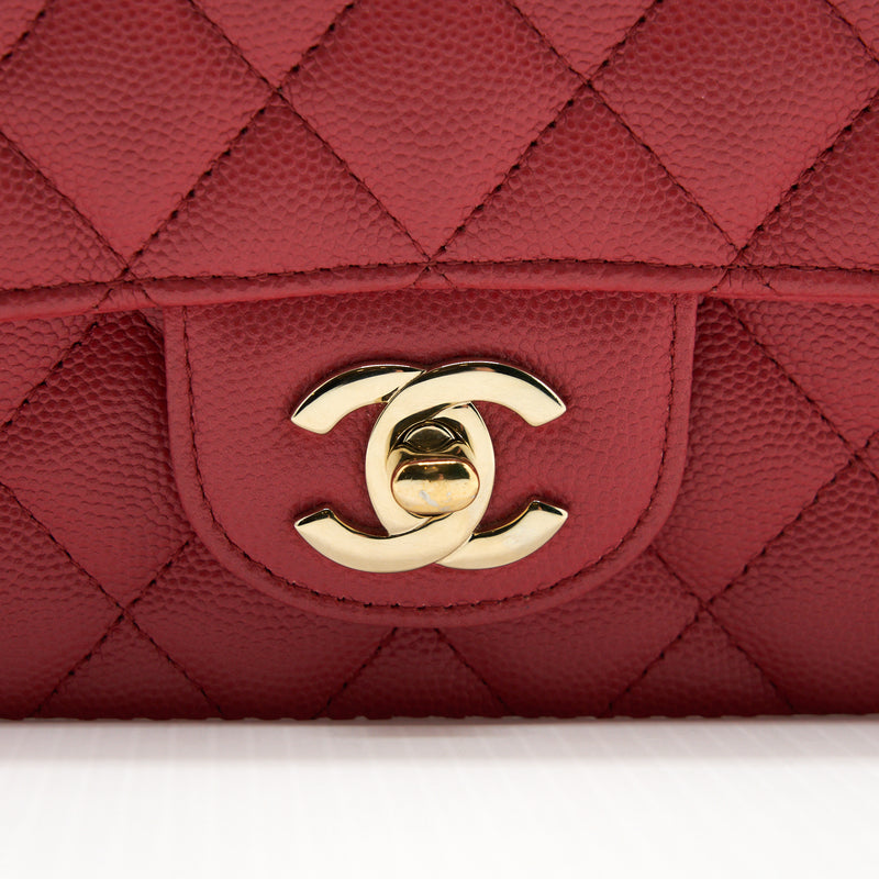 Chanel Mini Rectangular Flap Bag Caviar Coral Pink GHW