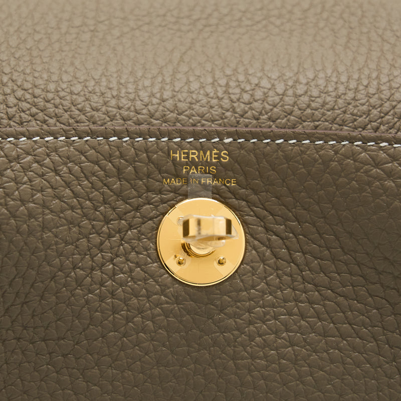 Hermes Mini Lindy Clemence Etoupe GHW Stamp Z