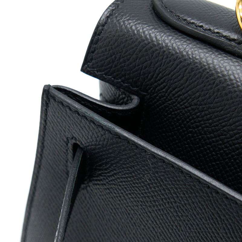 Hermes Kelly 28 Epsom Black GHW Stamp D