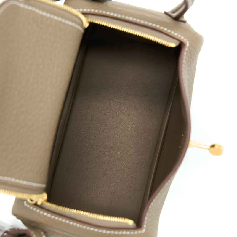 Hermes Mini Lindy Clemence Etoupe GHW Stamp Z
