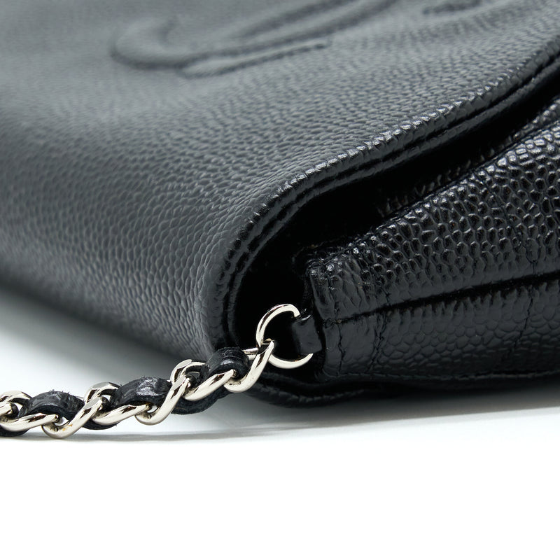 Chanel Half Moon Wallet On Chain Caviar Black SHW