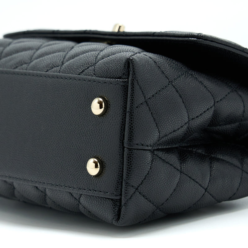 Chanel Small Coco Handle Caviar Black LGHW (Microchip)