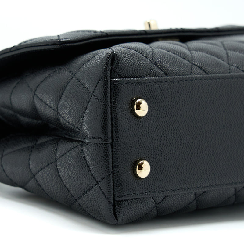 Chanel Small Coco Handle Caviar Black LGHW (Microchip)