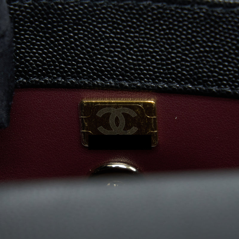 Chanel Small Coco Handle Caviar Black LGHW (Microchip)