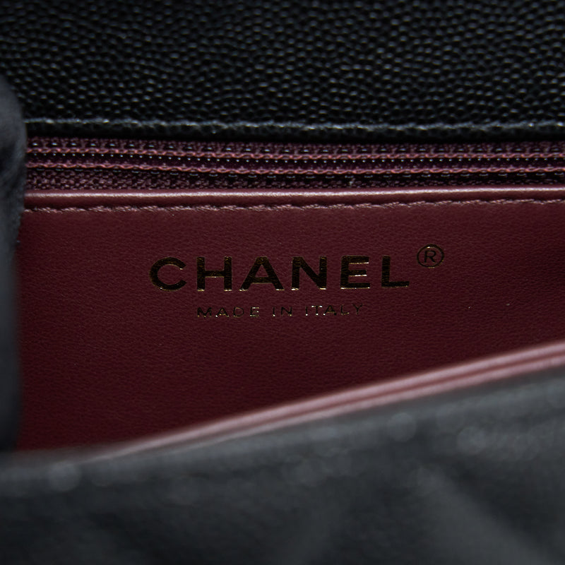 Chanel Small Coco Handle Caviar Black LGHW (Microchip)