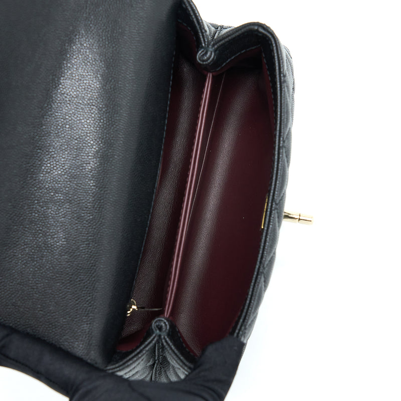 Chanel Small Coco Handle Caviar Black LGHW (Microchip)