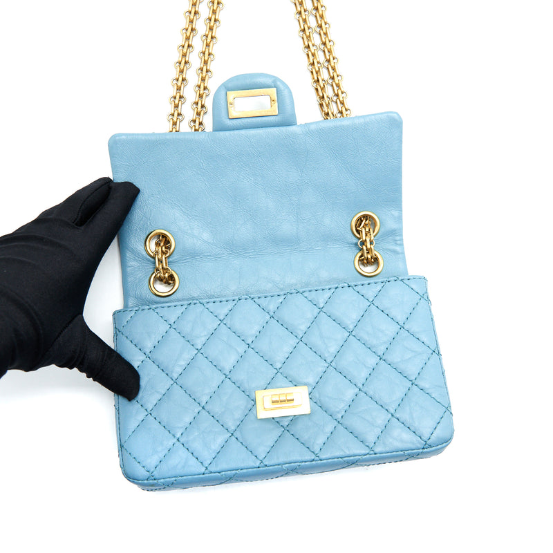 CHANEL MINI 2.55 REISSUE HANDBAG BLUE GHW