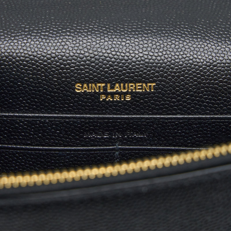 Saint Laurent Kate Chain Wallet With Tassel Grained Calfskin Black GHW