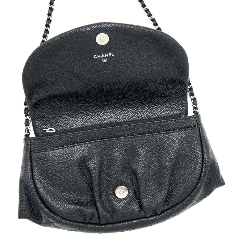 Chanel Half Moon Wallet On Chain Caviar Black SHW