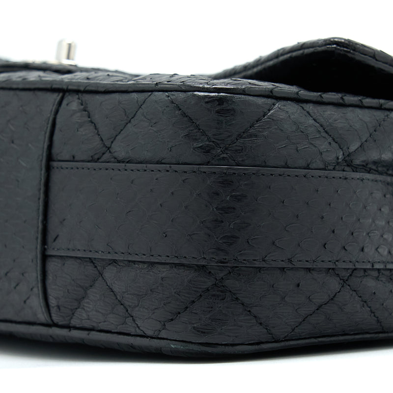 Chanel Top Handle Flap Bag Python Black SHW
