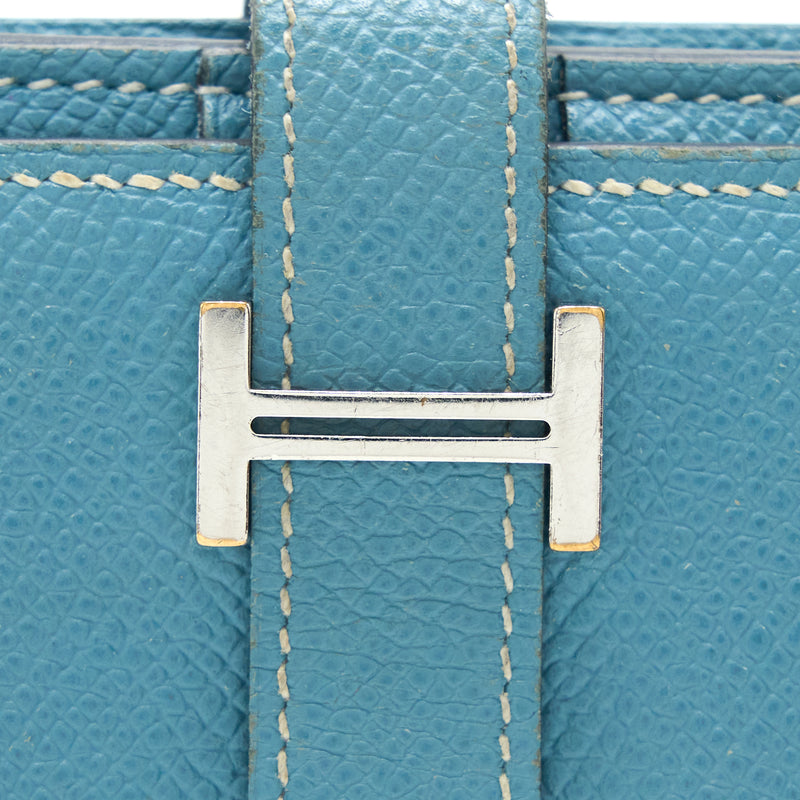 Hermes Bearn Long Wallet Epsom Blue SHW Stamp Square N