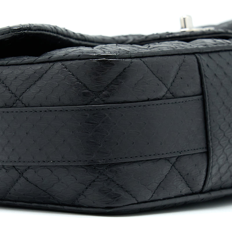 Chanel Top Handle Flap Bag Python Black SHW