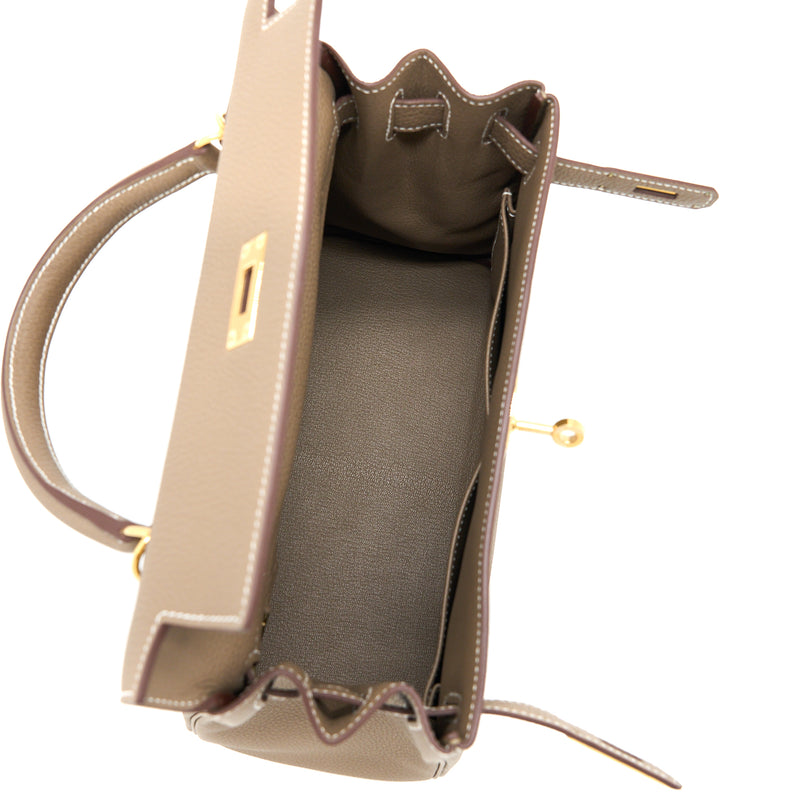 Hermes Kelly 28 Togo Etoupe GHW Stamp U
