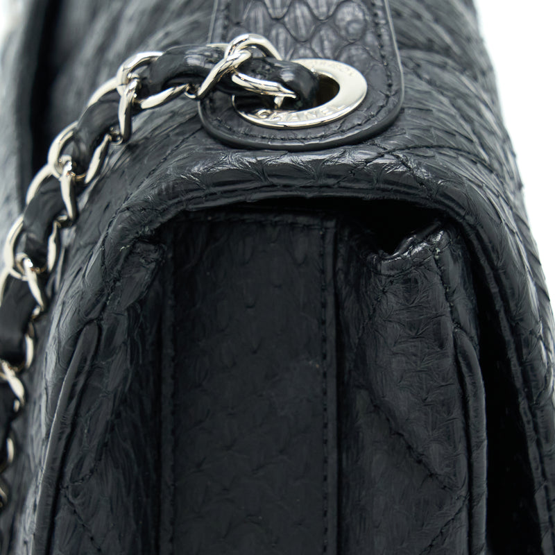 Chanel Top Handle Flap Bag Python Black SHW