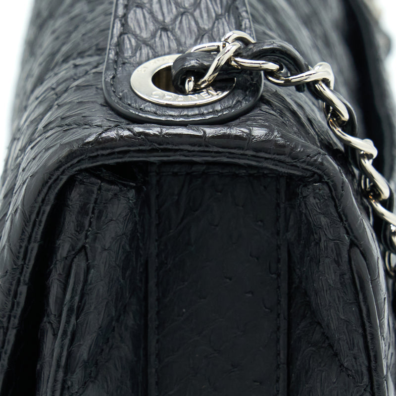 Chanel Top Handle Flap Bag Python Black SHW