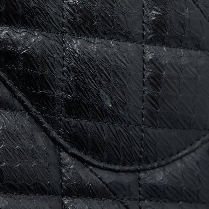 Chanel Top Handle Flap Bag Python Black SHW
