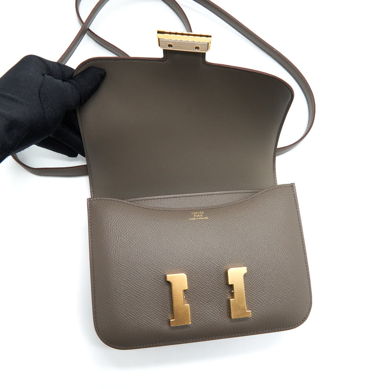 Hermes Mini Constance Epsom 8F Gris Etain GHW Stamp Z