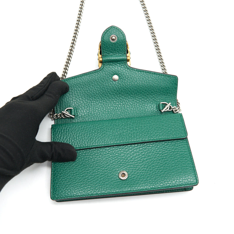 GUCCI DIONYSUS LEATHER SUPER MINI BAG GREEN