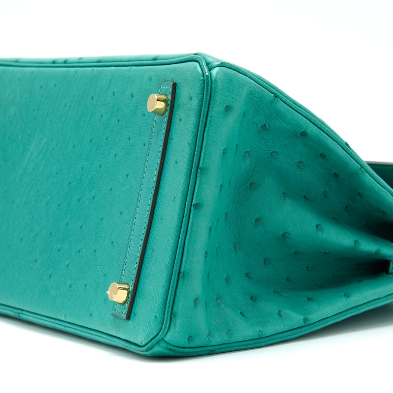 Hermes Birkin 30 Ostrich U1 Vert Verone GHW Stamp D