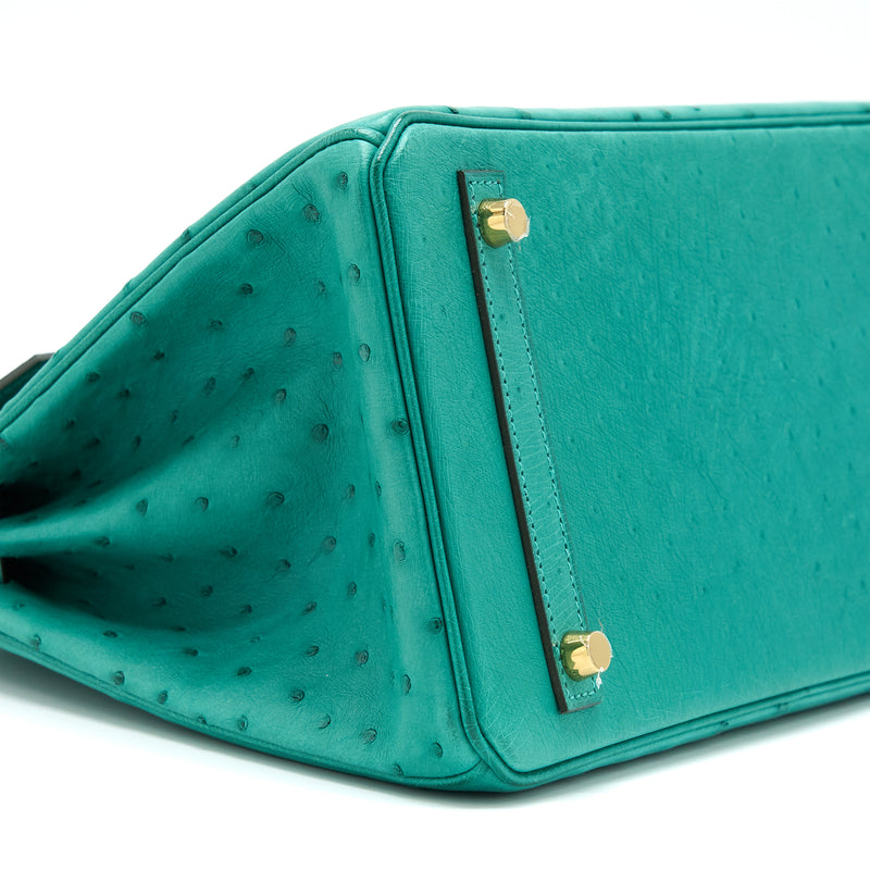Hermes Birkin 30 Ostrich U1 Vert Verone GHW Stamp D