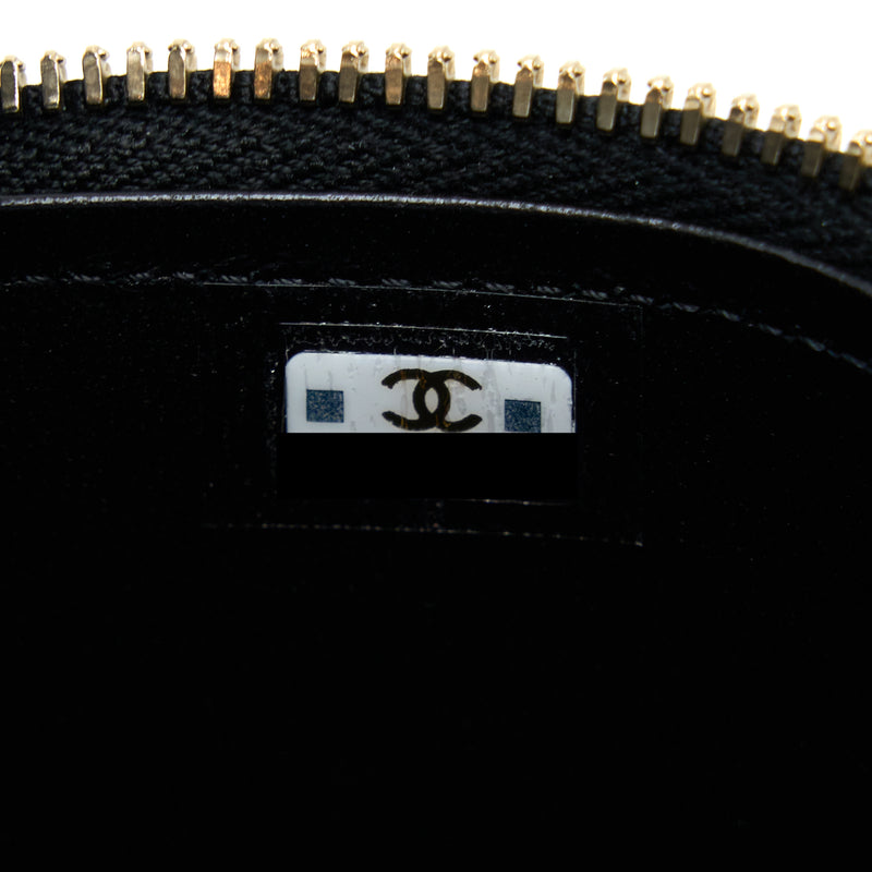 Chanel 22B Detailed Top Handle Mini Vanity With Chain Lambskin Black Brushed GHW