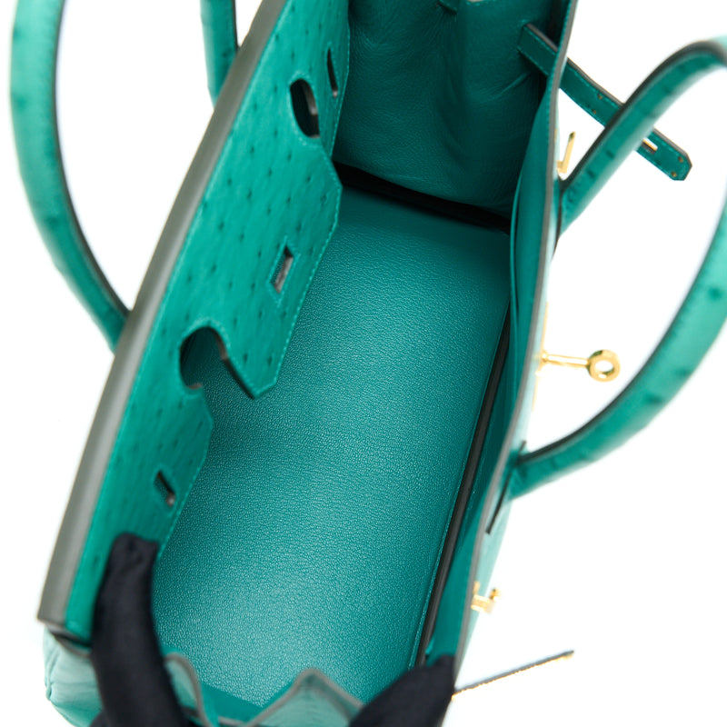Hermes Birkin 30 Ostrich U1 Vert Verone GHW Stamp D