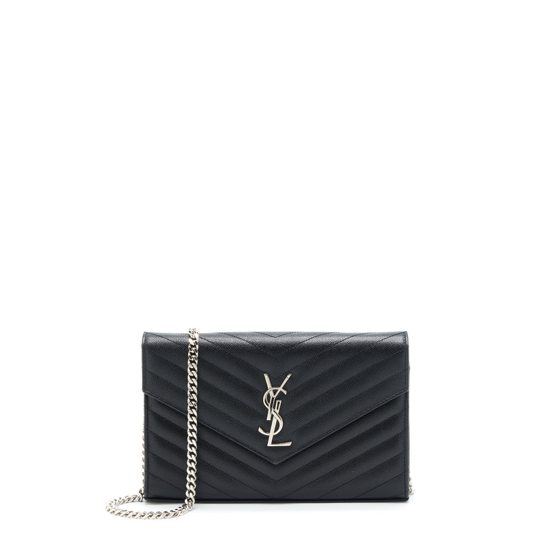 Saint Laurent/YSL Chain Wallet Crossbody Bag Grain Calfskin Black SHW