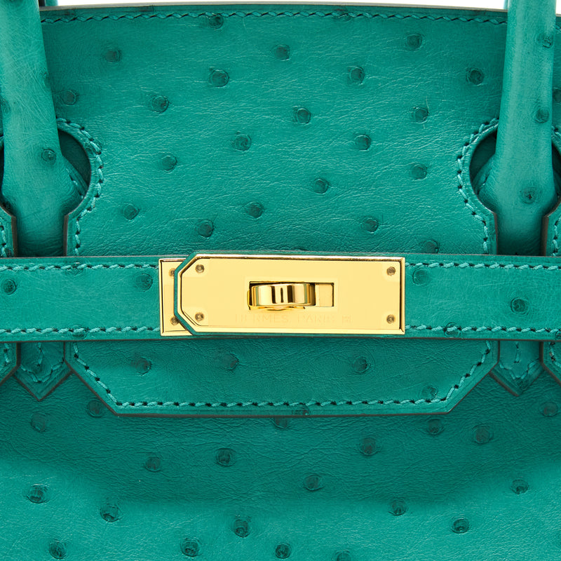 Hermes Birkin 30 Ostrich U1 Vert Verone GHW Stamp D