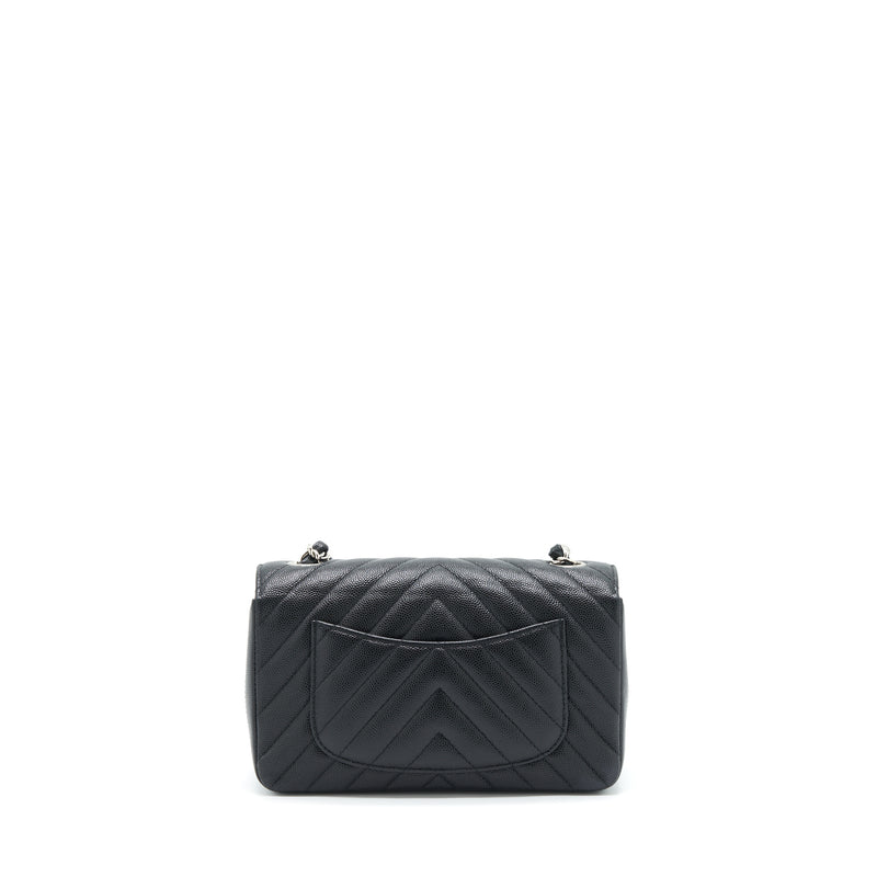 Chanel Chevron Mini Rectangular Flap Bag Caviar Black SHW