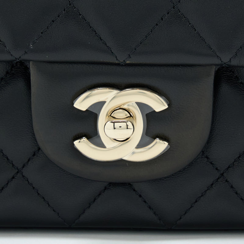 Chanel Mini Rectangular Lambskin Black LGHW(Microchip)