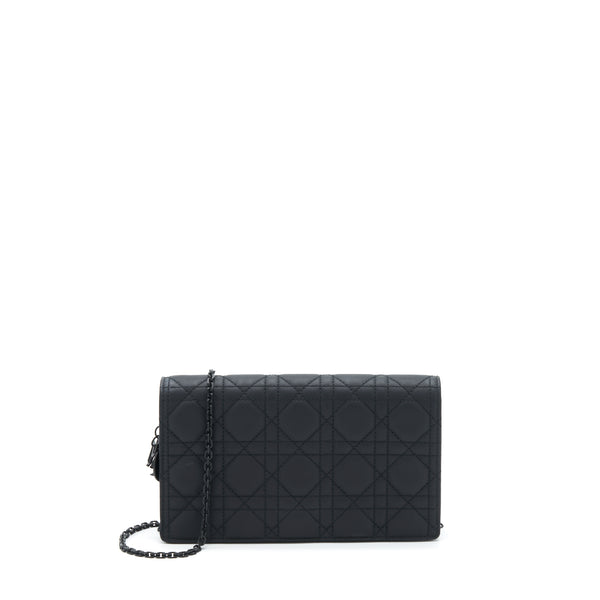 Dior Lady Dior Pouch Ultramatte Cannage Calfskin Black Hardware